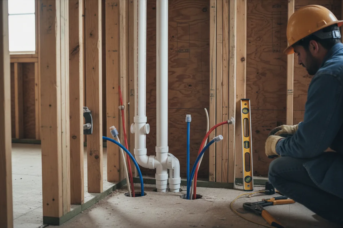 Drain and supply rough-in during Garbage Disposal Repair in North Miami