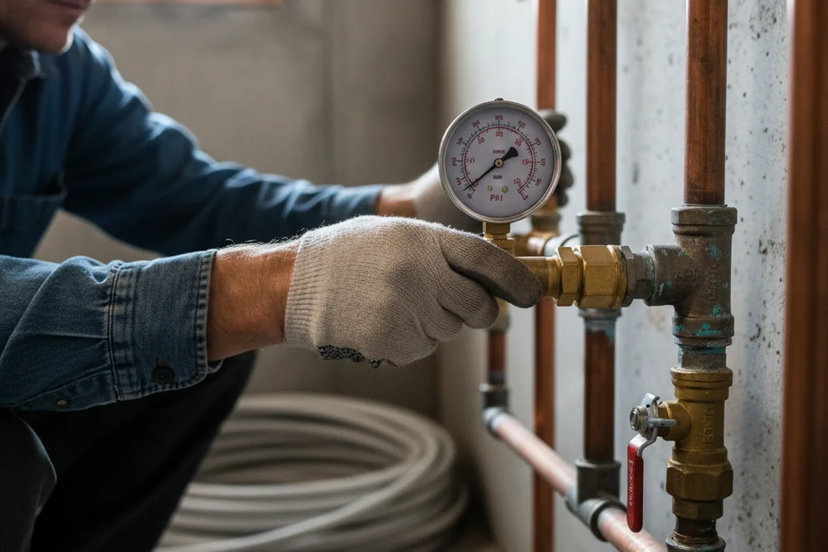 Pressure testing a repaired line during Water Line Repair in North Miami